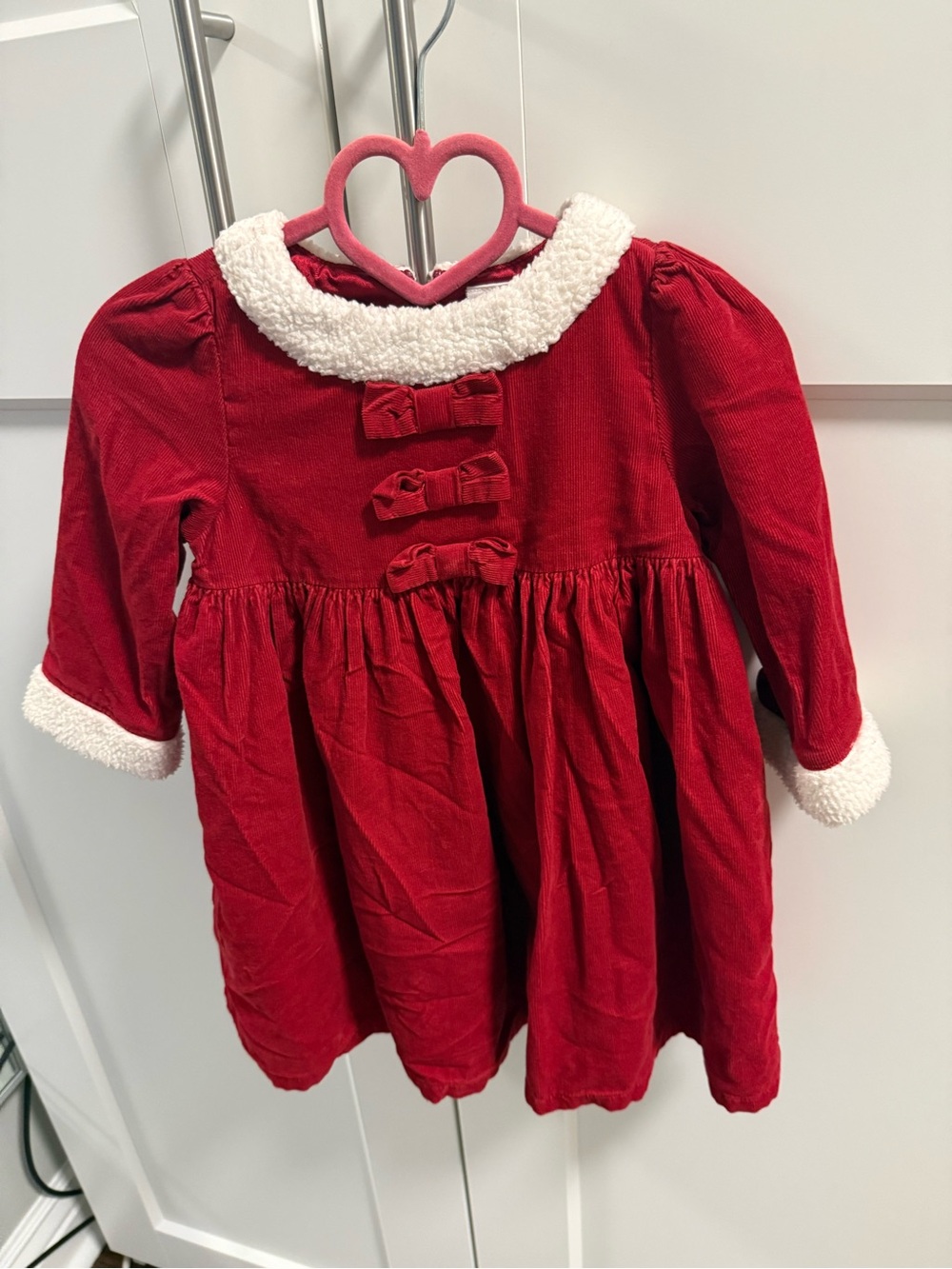 Gymboree Red Corduroy Dress with White Sherpa Collar